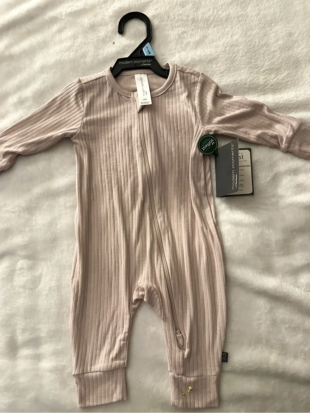 Modern Moments Ribbed Pink Zip-Front Baby Footie